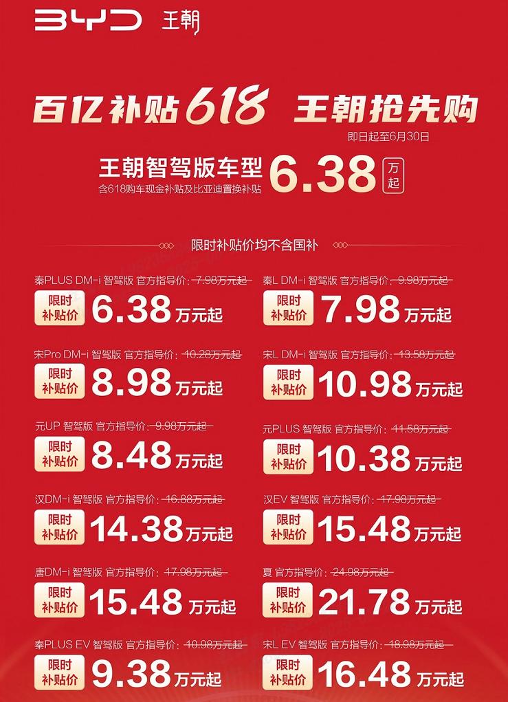 比亞迪22款智駕車型限時直降!最高補貼5.3萬元,王朝/海洋網齊發力
